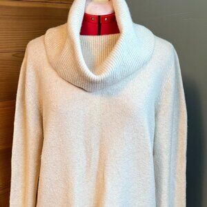 LOFT Cream Colored Cowl Neck Sweater with Button Details - XL